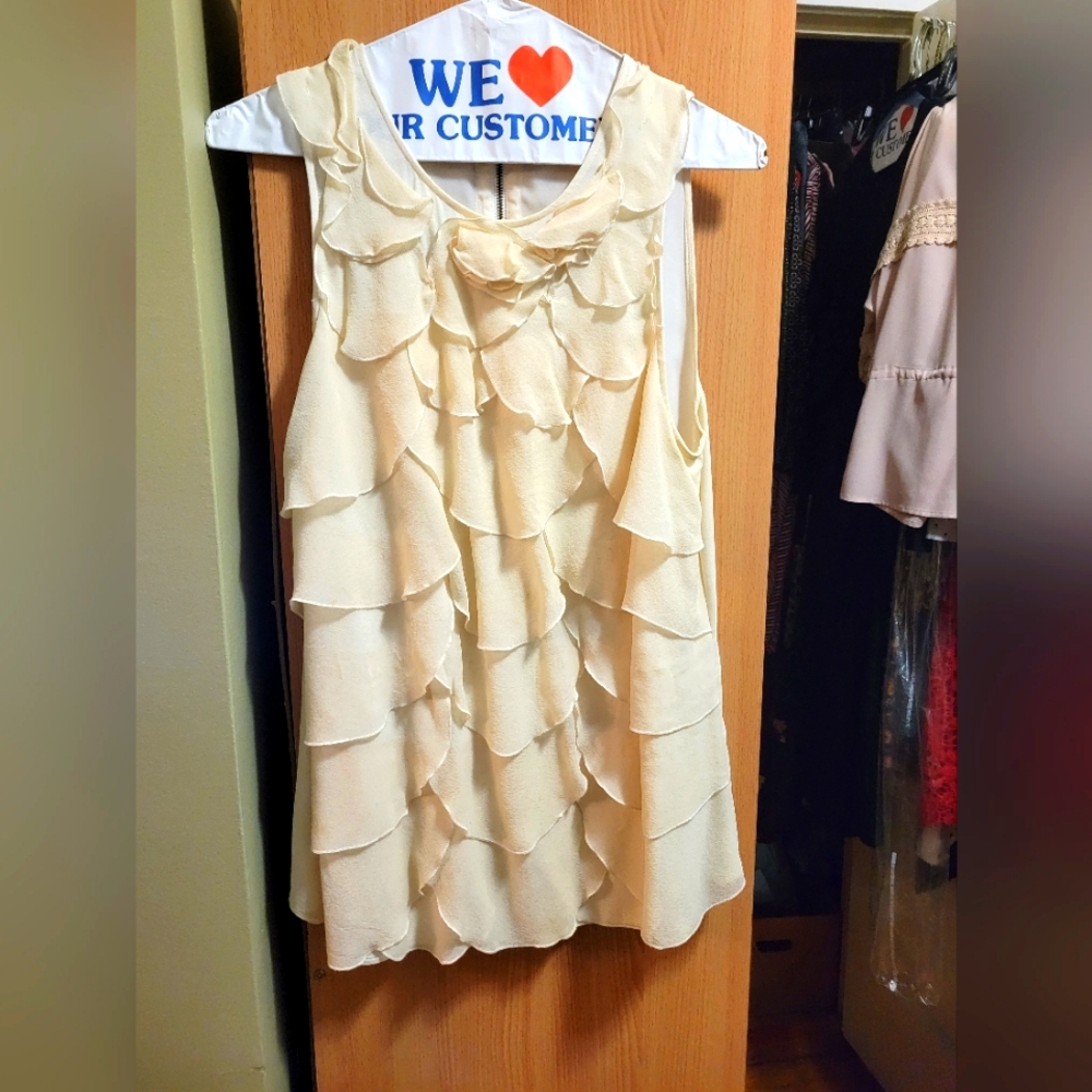 Ruffled sleeveless tunic top